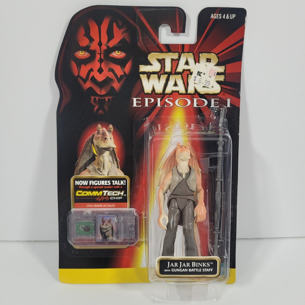 Star Wars Episode I Jar Jar Binks Action Figure Hasbro 1998 CommTech Chip 84085